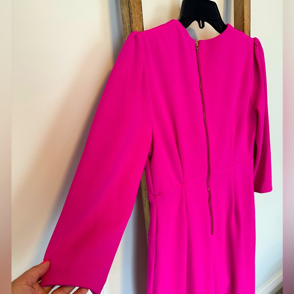 Hot pink/fuchsia professional dress, NWT, never worn. Gold zipper, plunge neck.